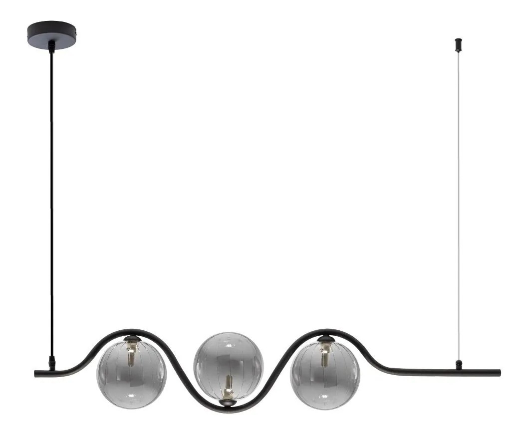 Pendente Starlux Malu Preto Fosco e Smoky 3L G9 1030mm ZR126-SKY
