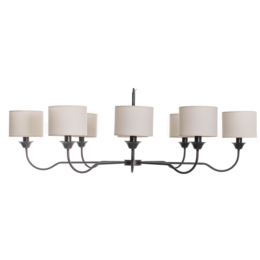 Lustre Foco Metallo Alba Alongado Cúpulas Tecido 8L E27 1450x875x485mm LU 431