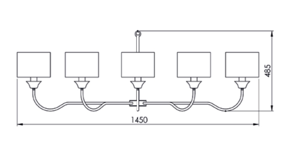 Lustre Foco Metallo Alba Alongado Cúpulas Tecido 8L E27 1450x875x485mm LU 431