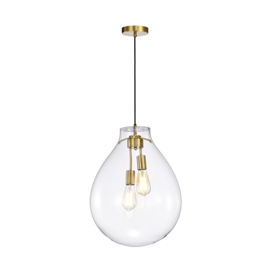 Pendente Skylight Tommy Transparente e Dourado 2L E27 Ø400x520mm SKY-3039TM