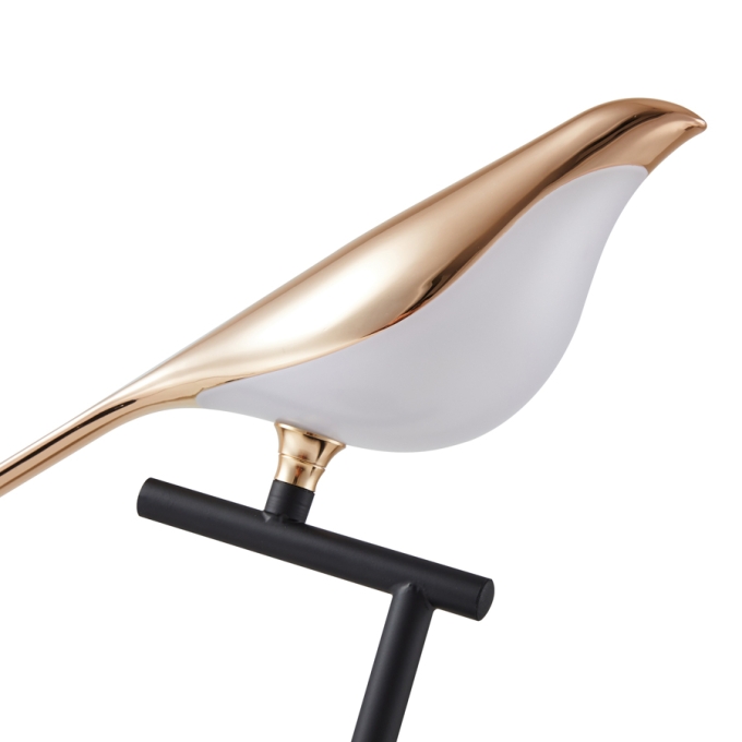 Abajur Nordecor Vogel 10 watts 3000K Preto e Dourado 460mm 2433