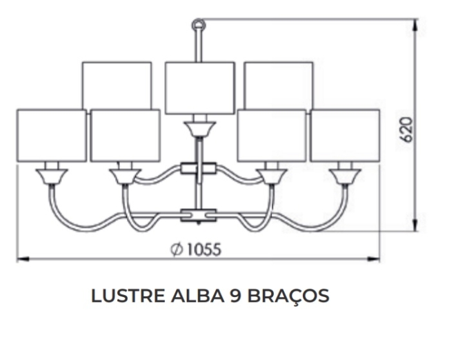Lustre Foco Metallo Alba Cúpulas Tecido 9L E27 Ø1050x620mm LU 432/9