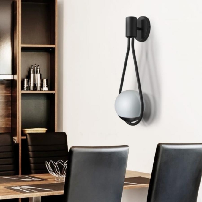 Arandela Itamonte Zala Alumínio e Vidro 1L G9 560x210mm Esfera Ø150mm 269