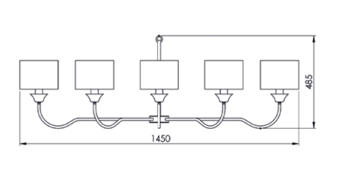 Lustre Foco Metallo Alba Alongado Cúpulas Tecido 8L E27 1450x875x485mm LU 431