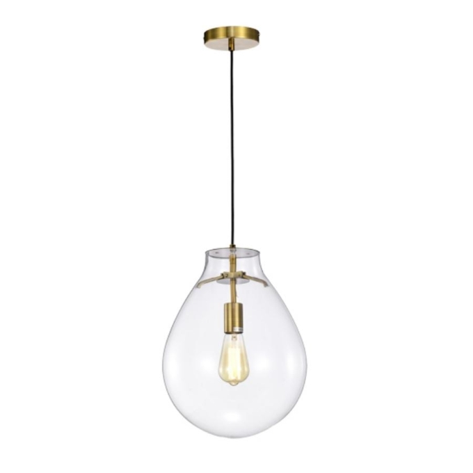 Pendente Skylight Tommy Transparente e Dourado 1L E27 Ø300x400mm SKY-3039TP