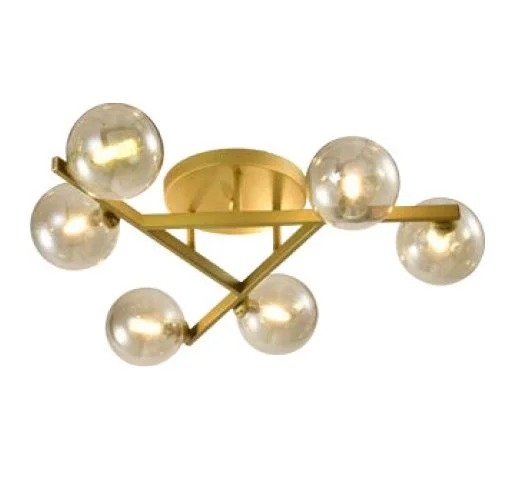 Plafon Starlux Grape Ouro Fosco e Globos Âmbar 6L G9 Ø630mm ZR115-AGD