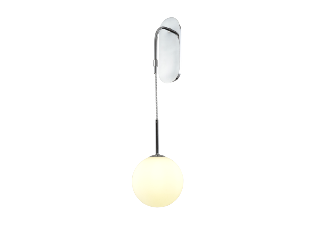 Arandela Starlux Nick Cromado e Globo Leitoso 1L G9 Canopla 230x100mm ZR079-CR