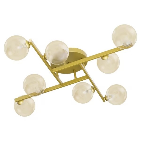 Plafon Starlux Grape Ouro Fosco e Globos Âmbar 8L G9 Ø630mm ZR116-AGD