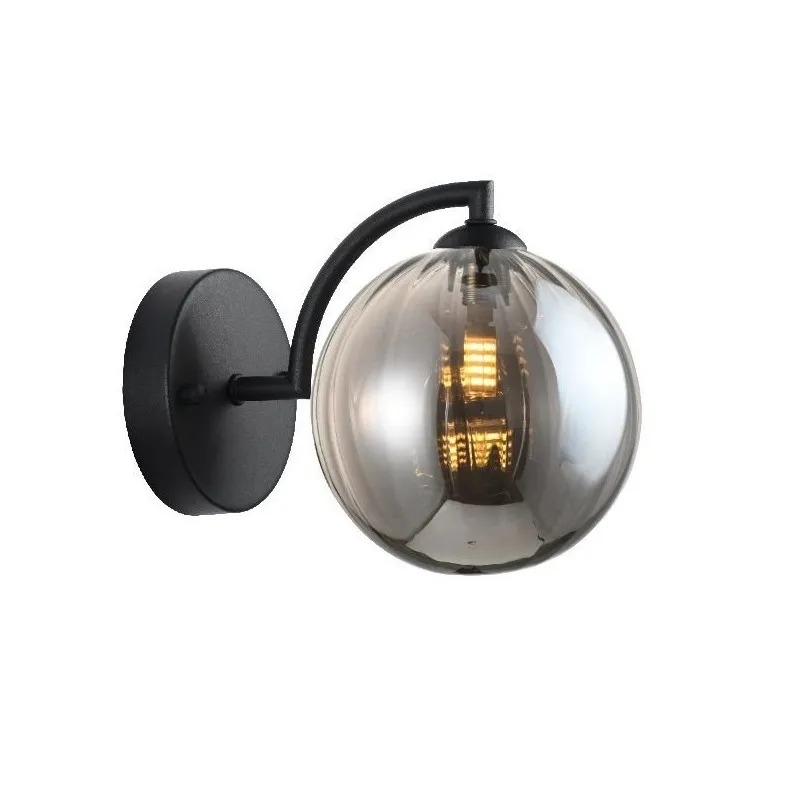 Arandela Starlux Tati 1L G9 Preto e Globo Fumê Ø150mm ZR060-SKY