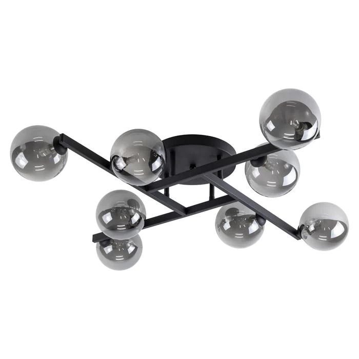 Plafon Starlux Grape Preto Fosco e Globos Fumê 8L G9 Ø780mm ZR116-SKY