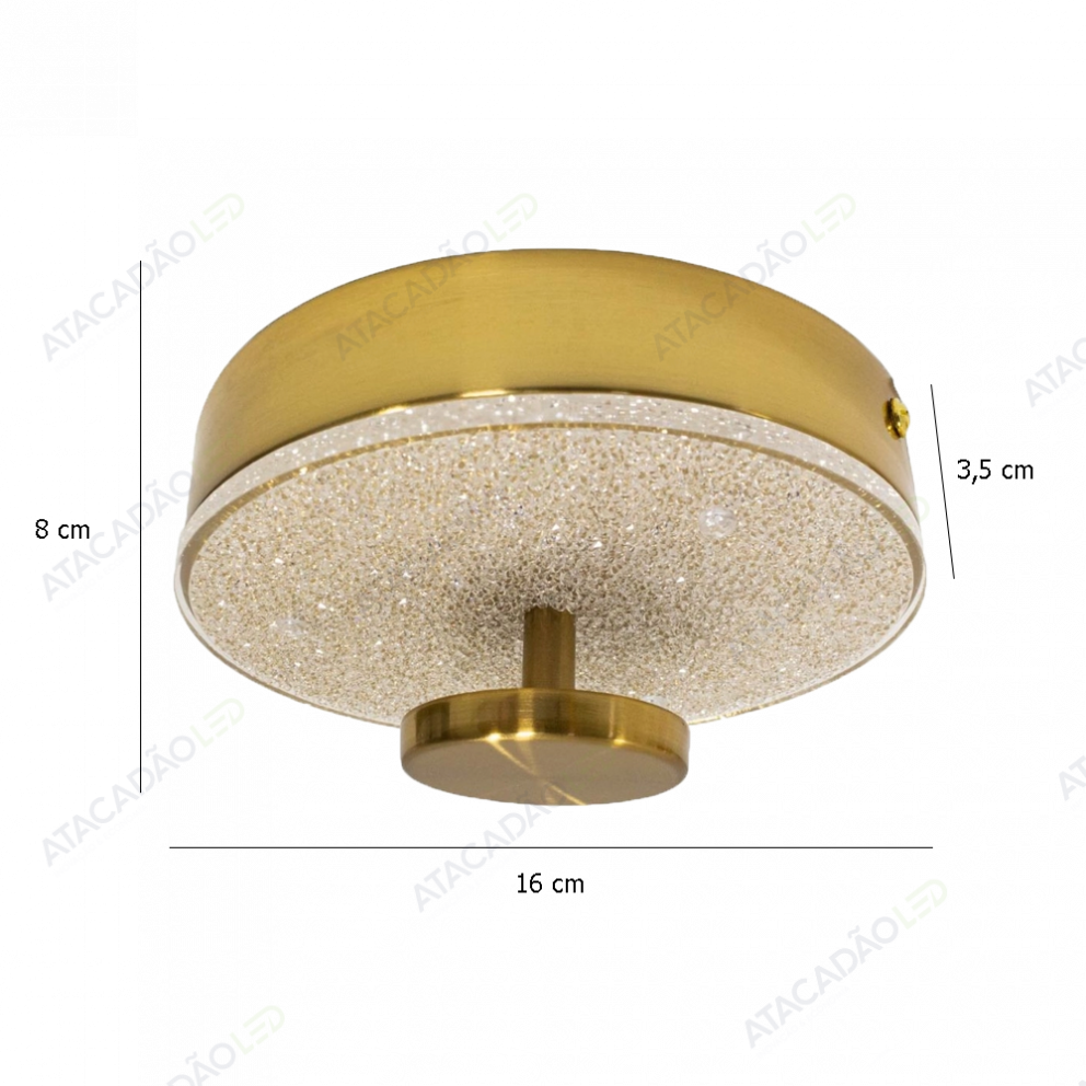 Plafon Rebatedor Starlux Kyara Ouro Fosco 6W 2700K Ø160x80mm HL004-R-OU