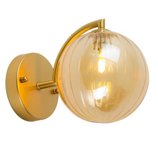 Arandela Starlux Tati 1L G9 Ouro Fosco e Globo Âmbar Ø150mm ZR060-AB