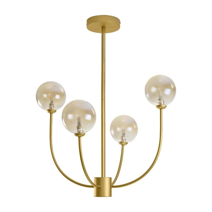 Pendente Starlux Grape Ouro Fosco e Globos Âmbar 4L G9 Ø550x1250mm ZR113-AGD