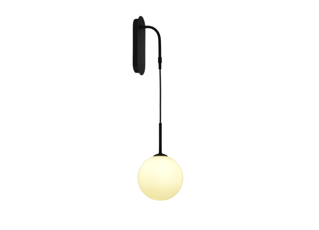 Arandela Starlux Nick Preto e Globo Leitoso 1L G9 Canopla 230x100mm ZR079-BK