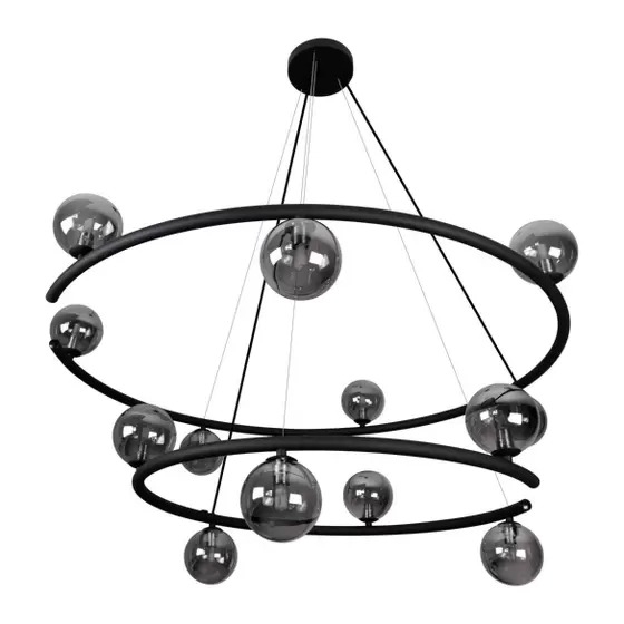Pendente Starlux Grape Preto e Globos Fumê 13L G9 900x1250mm ZR114-SKY