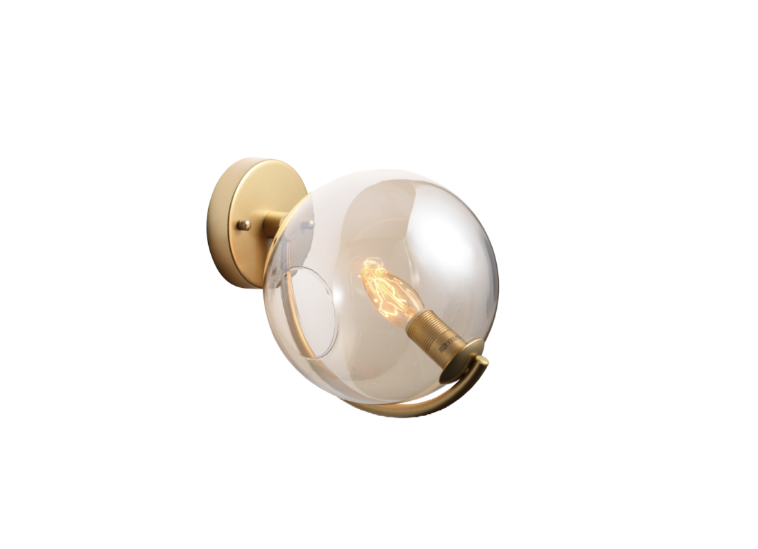 Arandela Starlux Nemo Ouro Fosco e Globo Âmbar 1L G9 Ø150mm ZR070-AB-MG