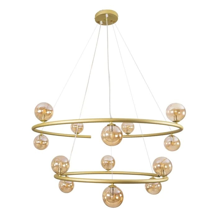Pendente Starlux Grape Bronze e Globos Âmbar 13L G9 900x1250mm ZR114-AGD