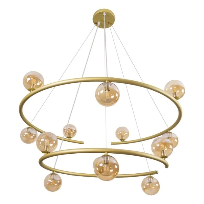 Pendente Starlux Grape Bronze e Globos Âmbar 13L G9 900x1250mm ZR114-AGD