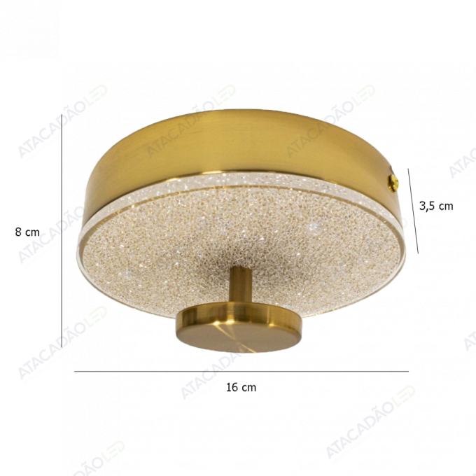 Plafon Rebatedor Starlux Kyara Ouro Fosco 6W 2700K Ø160x80mm HL004-R-OU