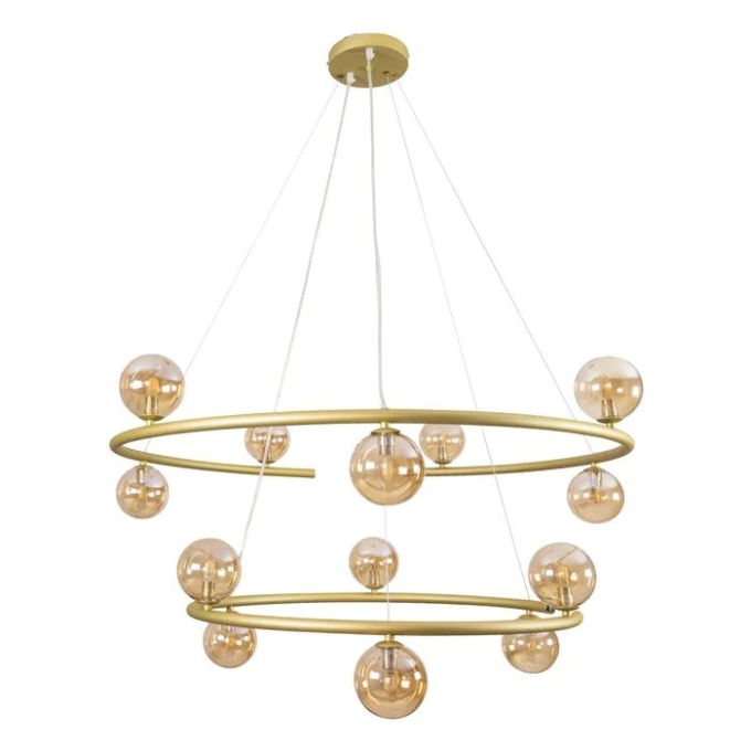 Pendente Starlux Grape Bronze e Globos Âmbar 13L G9 900x1250mm ZR114-AGD