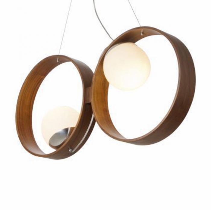 Pendente Fox Lustres Madeira Orb 2L G9 350x730mm 3004
