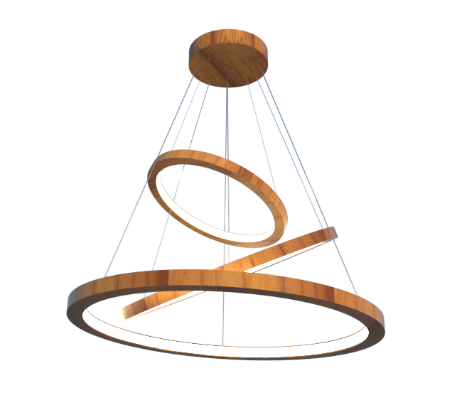 Pendente Fox Lustres Madeira 108 watts 3000K Bivolt Ø700X40x1000cm 1050