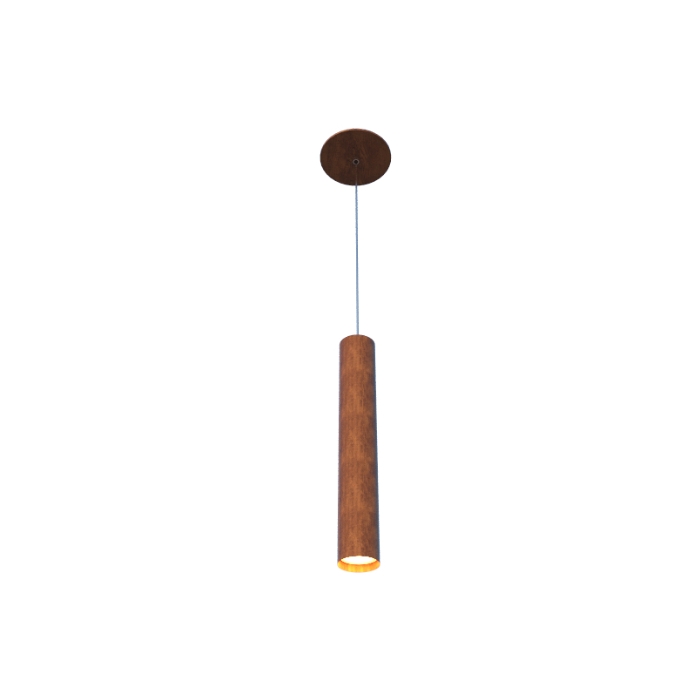 Pendente Fox Lustres Madeira Tubular Cilíndrico 1L GU10 Mini Dicróica Ø40x400mm 211