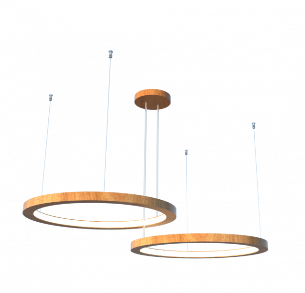 Pendente Fox Lustres Madeira Cilíndrico 46 watts 3000K Bivolt Ø900X40mm 1073