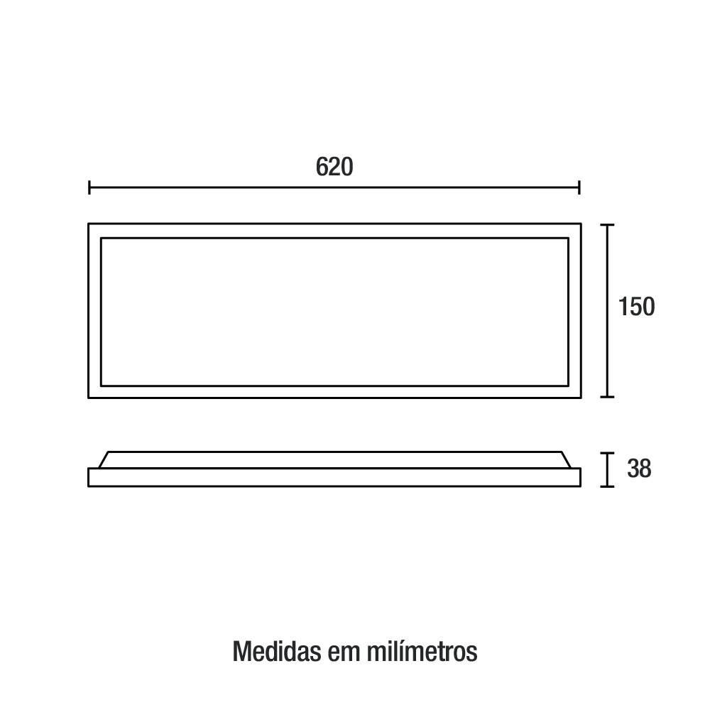 Painel Sobrepor Blumenau Retangular 20 watts Branco 6500K 620x150mm Alumínio Bivolt 83858004