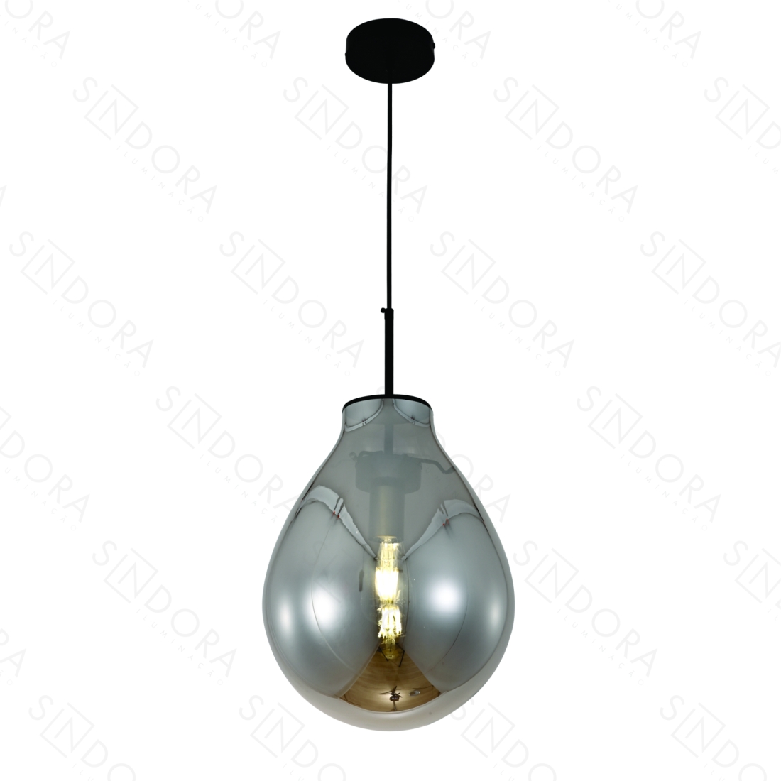 Pendente Sindora Metal Bronze e Vidro Fumê 1L E27 Ø300x400mm DCD04009