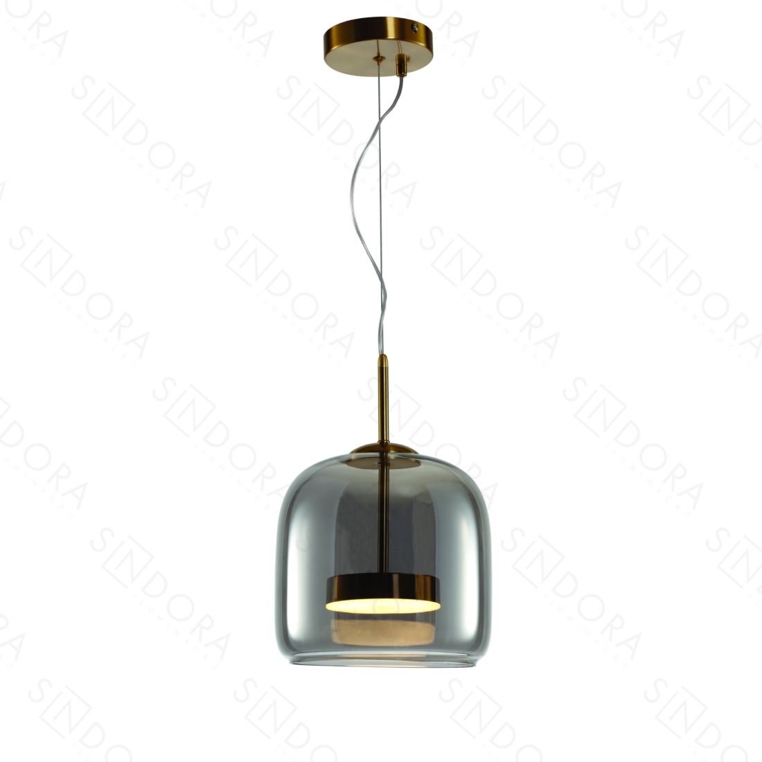 Pendente Sindora Metal Bronze e Vidro Fumê 8W 3000k Ø230x220mm DCD04018