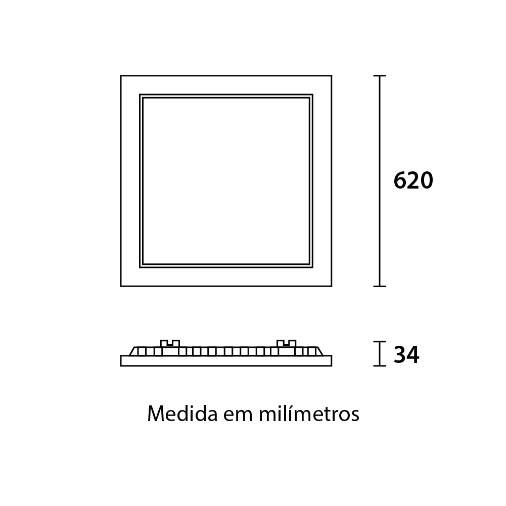 Painel Embutido Blumenau Backlight 45 watts 6500K 620x620x34mm Alumínio Bivolt 80476004