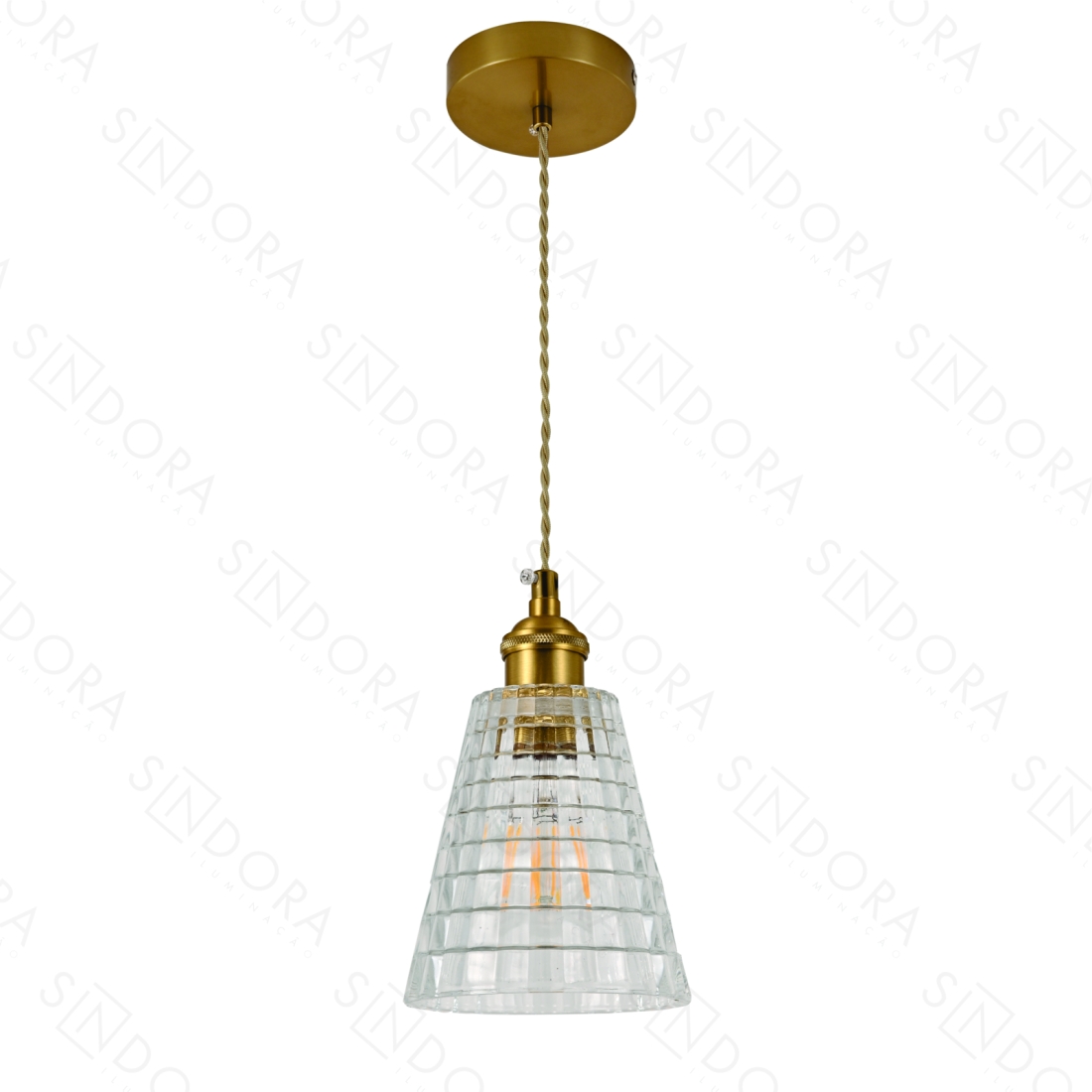 Pendente Sindora Metal Bronze e Vidro Transparente 1L E27 120x130mm DCD04035