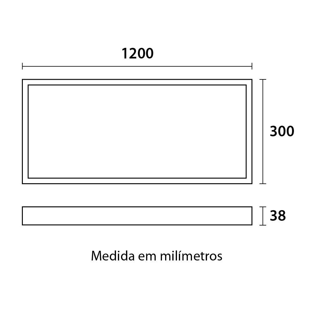 Painel Sobrepor Blumenau Retangular 45 watts Backlight 6500K 1200x300mm Alumínio Bivolt 80886004