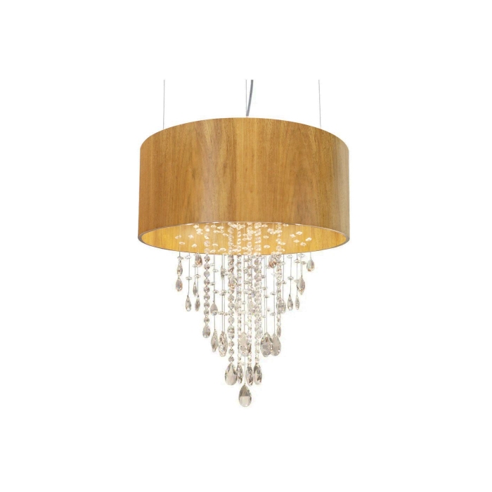 Pendente Fox Lustres Madeira e Cristais 5L GU10 Ø800x600mm 2013