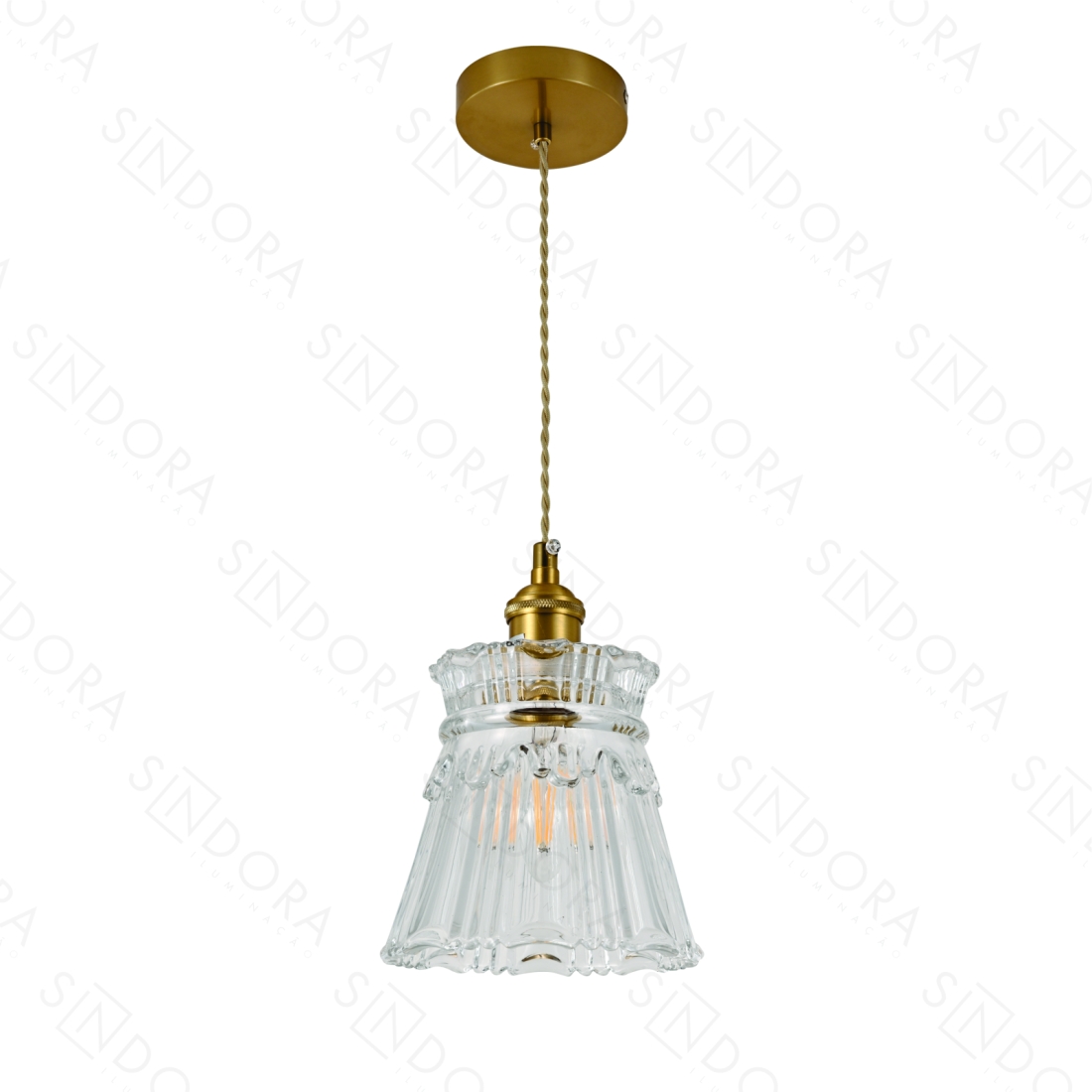 Pendente Sindora Metal Bronze e Vidro Transparente 1L E27 150x150mm DCD04032