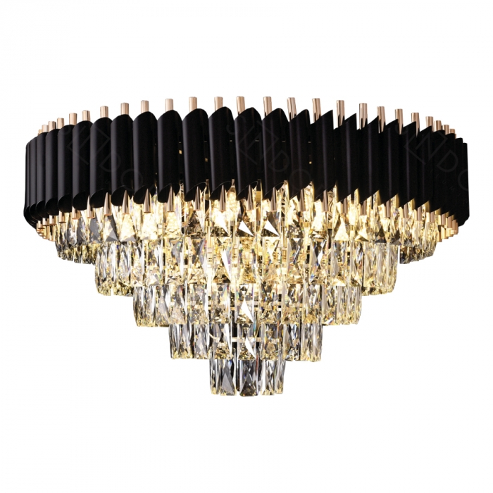 Pendente Sindora Metal Preto e Cristal Transparente 8L E14 Ø550x360mm DCD03910