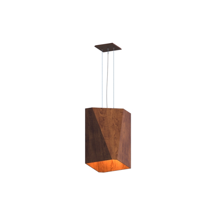 Pendente Fox Lustres Madeira Facetado 1L E27 350x210x210mm 204