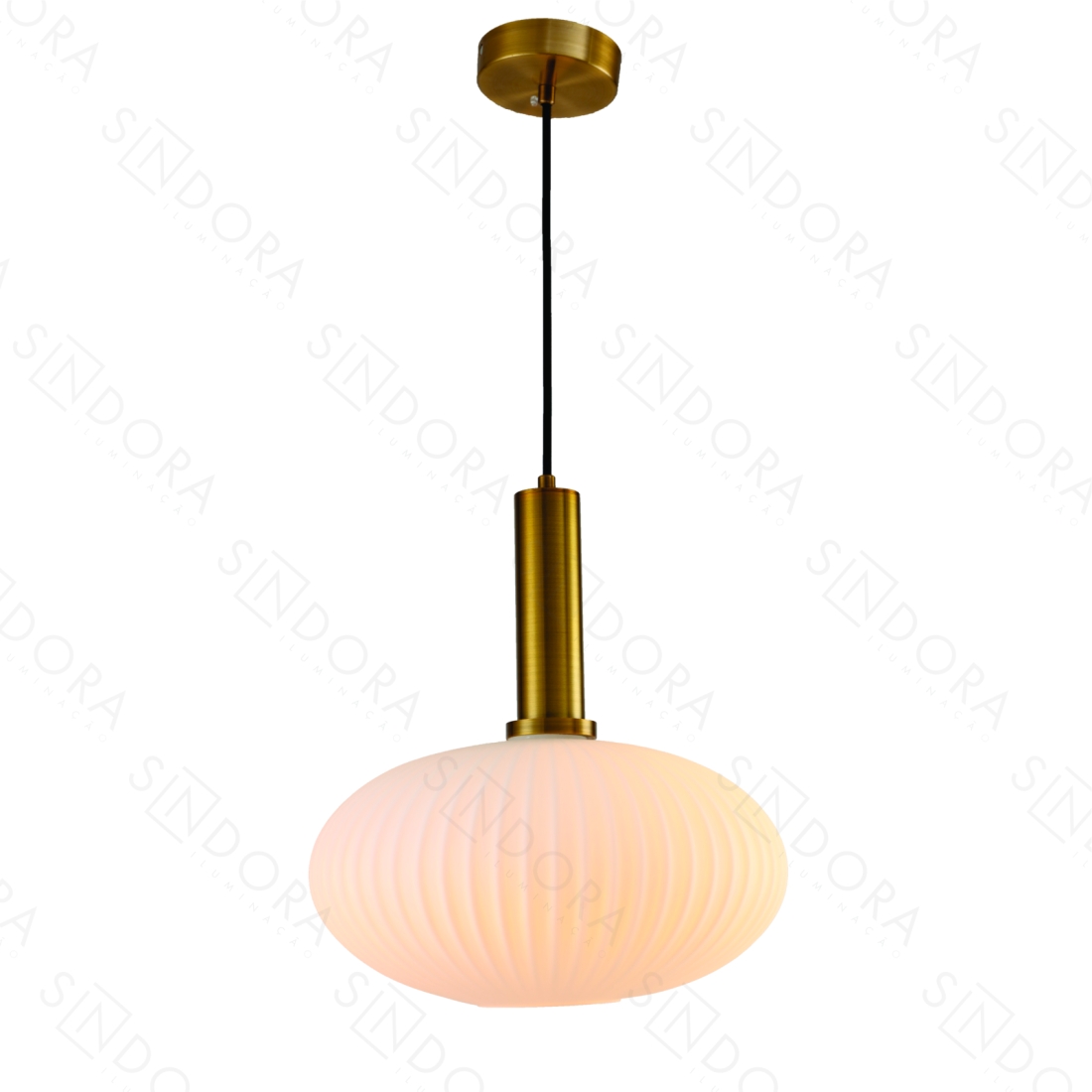 Pendente Sindora Metal Bronze e Vidro Branco 1L E27 300x170mm DCD04042