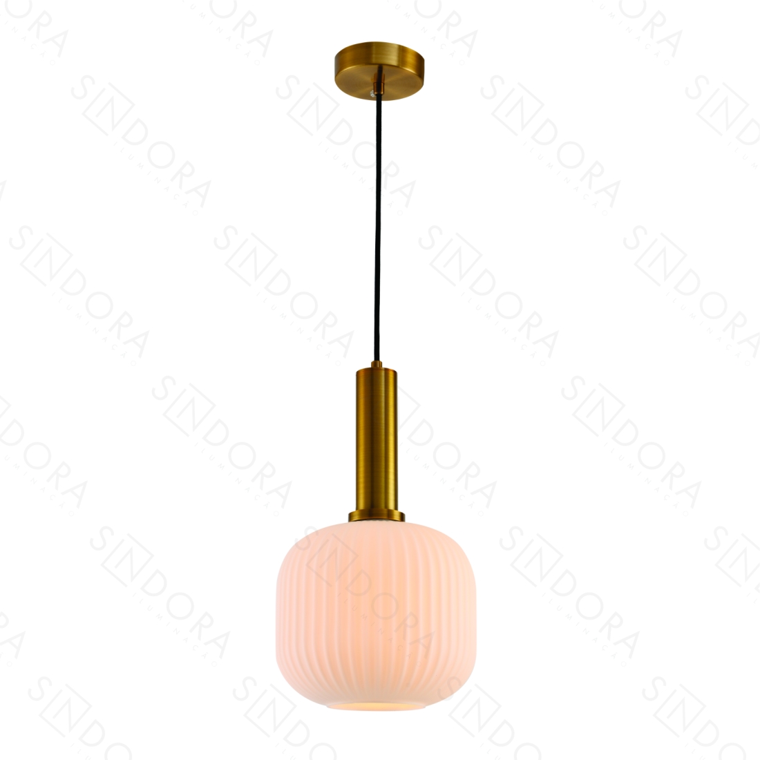 Pendente Sindora Metal Bronze e Vidro Branco 1L E27 200x190mm DCD04040