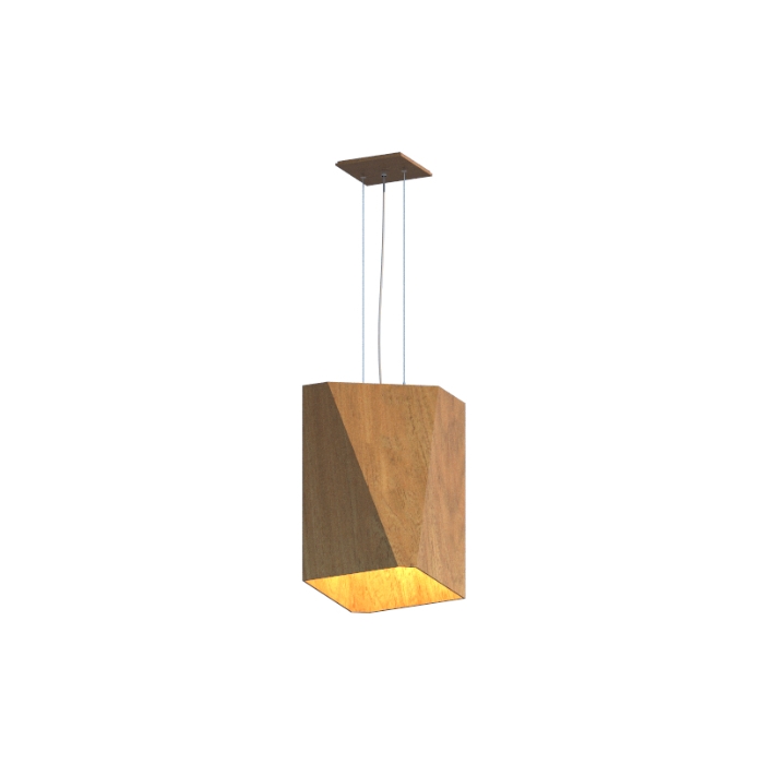 Pendente Fox Lustres Madeira Facetado 1L E27 350x210x210mm 204
