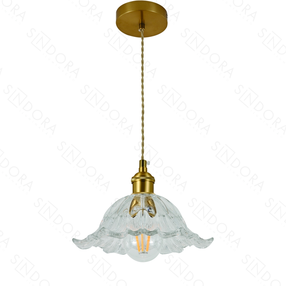 Pendente Sindora Metal Bronze e Vidro Transparente 1L E27 220x80mm DCD04038
