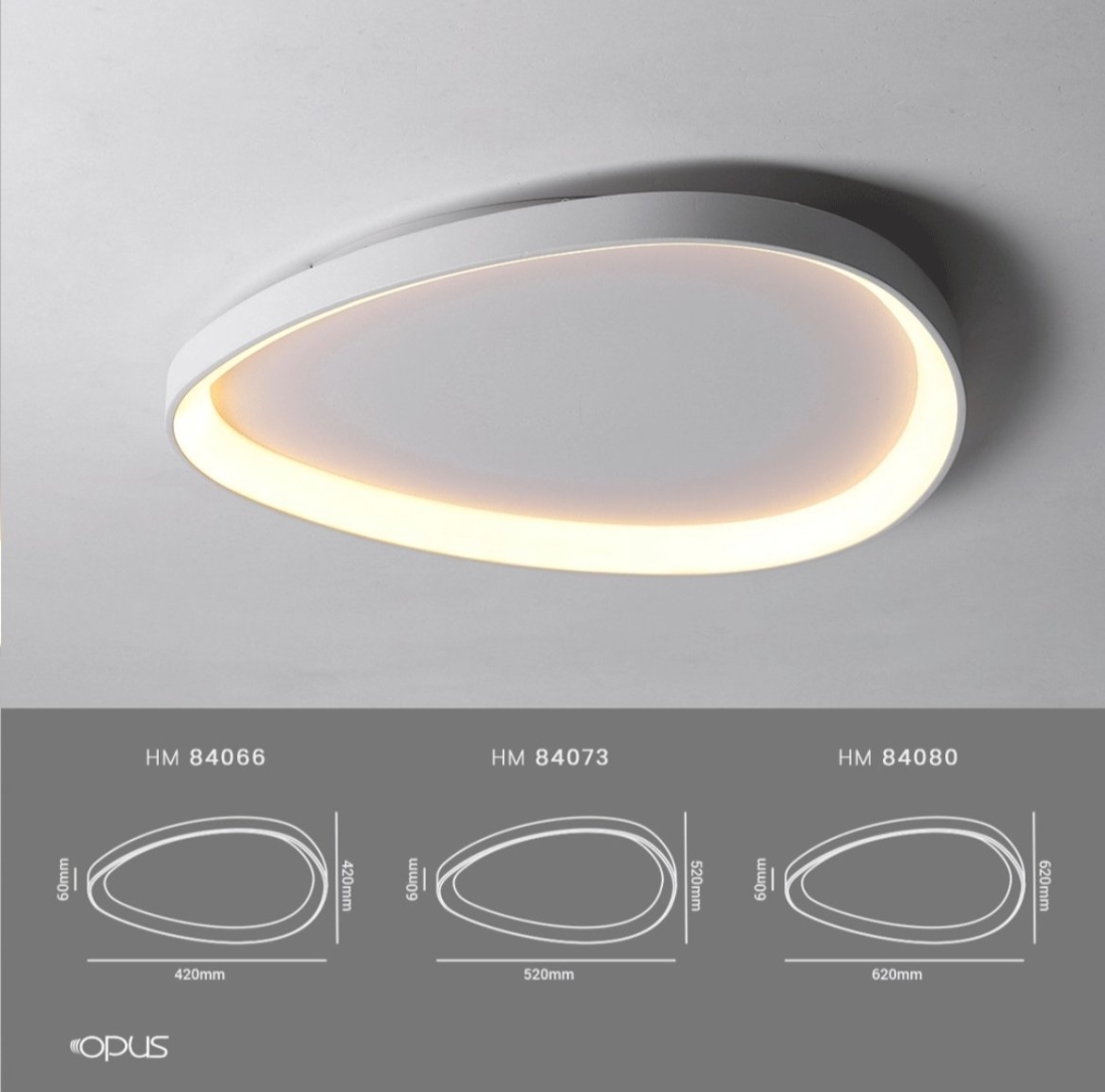 Plafon Opus Seixos Branco 45 watts 3000K Bivolt Ø620mm OPS 84080