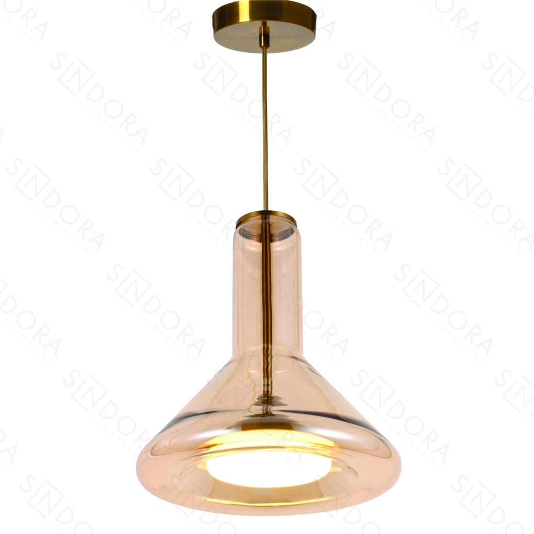Pendente Sindora Metal Bronze e Vidro Conhaque 15W 280x370mm DCD04045