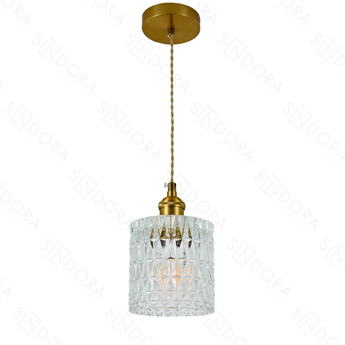 Pendente Sindora Metal Bronze e Vidro Transparente 1L E27 110x120m DCD04034