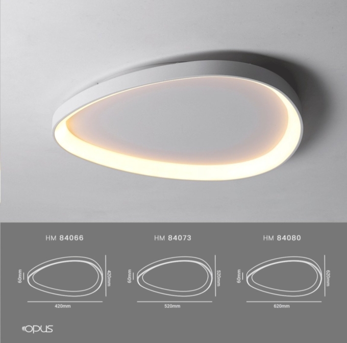 Plafon Opus Seixos Branco 33 watts 3000K Bivolt Ø520mm OPS 84073