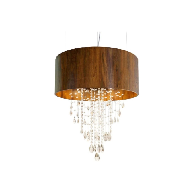 Pendente Fox Lustres Madeira e Cristais 6L GU10 Ø1000x600mm 2014
