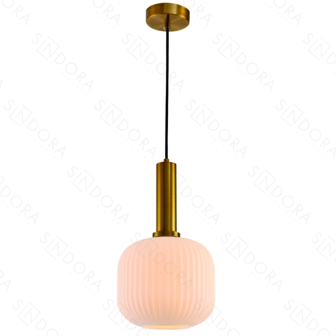 Pendente Sindora Metal Bronze e Vidro Branco 1L E27 250x210mm DCD04041