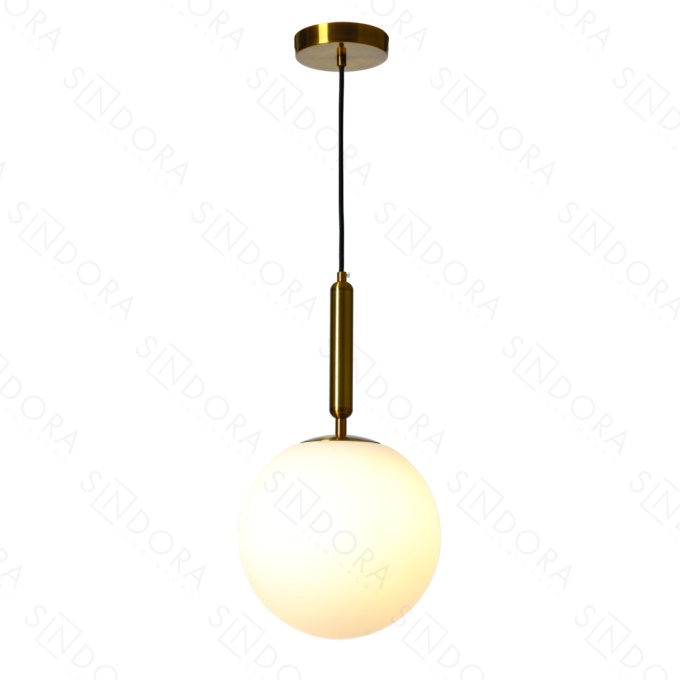 Pendente Sindora Metal Bronze e Vidro Branco 1L E27 Ø200mm DCD04025