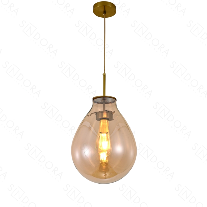 Pendente Sindora Metal Bronze e Vidro Conhaque 1L E27 Ø300x400mm DCD04008